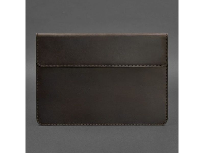 Кожаный чехол-конверт на магнитах для ноутбука Универсальный Темно-коричневый Crazy Horse, фото 4