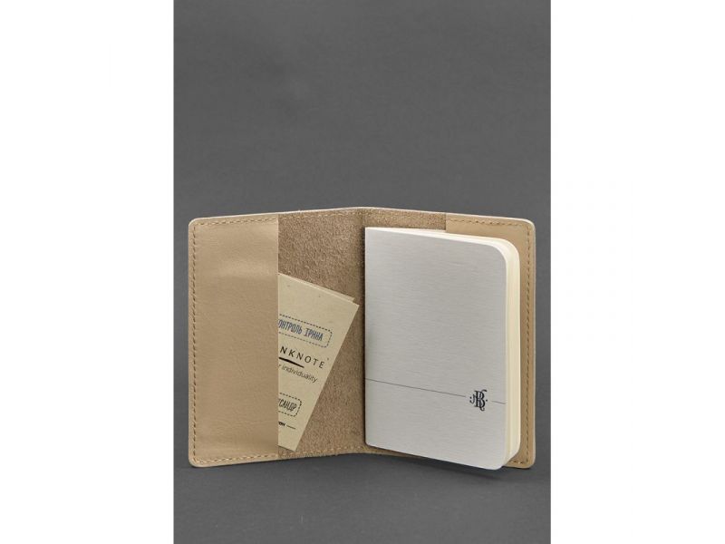 Кожаная обложка для паспорта и военного билета 1.3 светло-бежевая, фото 2