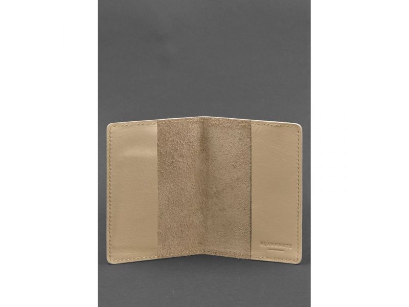 Кожаная обложка для паспорта и военного билета 1.3 светло-бежевая, фото 3