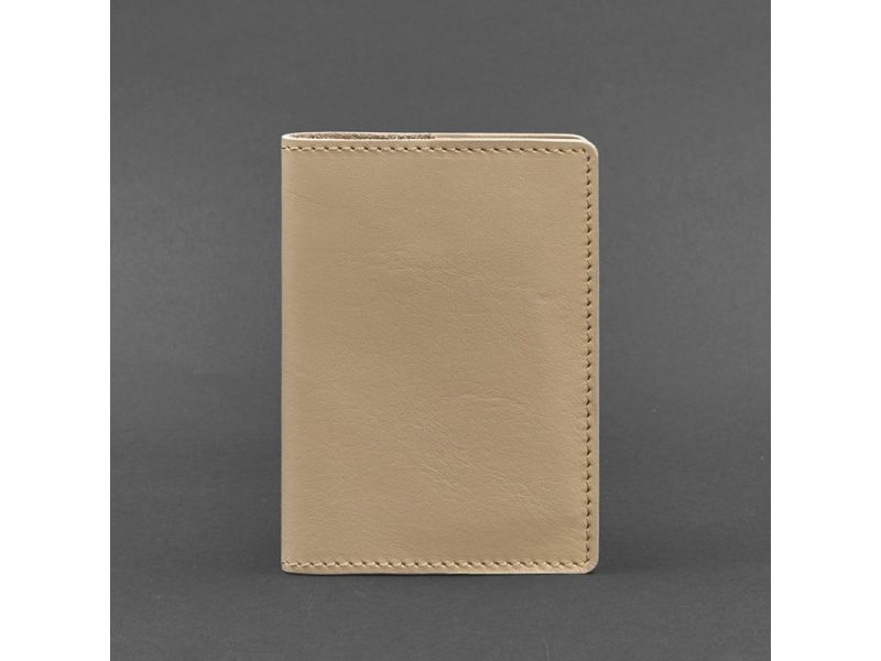 Кожаная обложка для паспорта и военного билета 1.3 светло-бежевая, фото 5