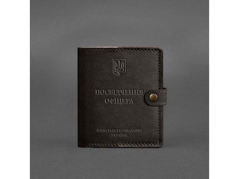 Кожаная обложка-портмоне для удостоверения офицера 11.0 темно-коричневая, фото 5