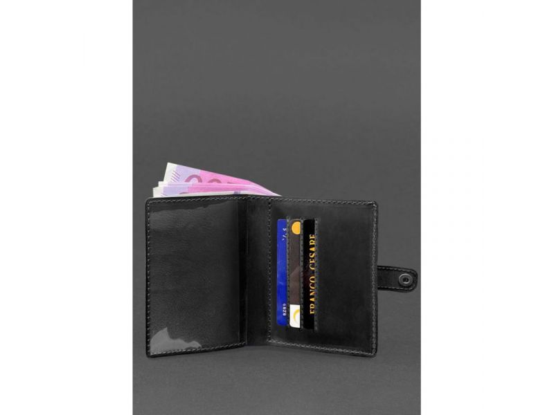 Кожаная обложка-портмоне для удостоверения офицера 11.0 черная Crazy Horse, фото 4