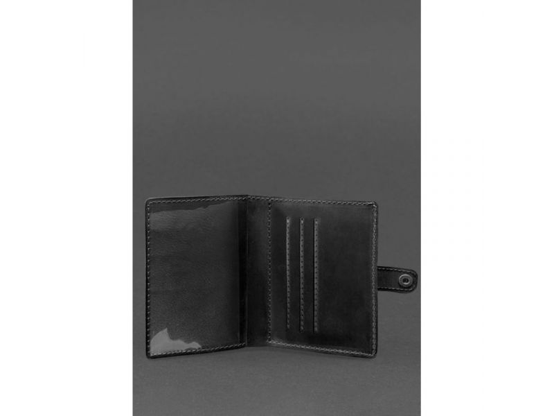 Кожаная обложка-портмоне для удостоверения офицера 11.0 черная Crazy Horse, фото 3