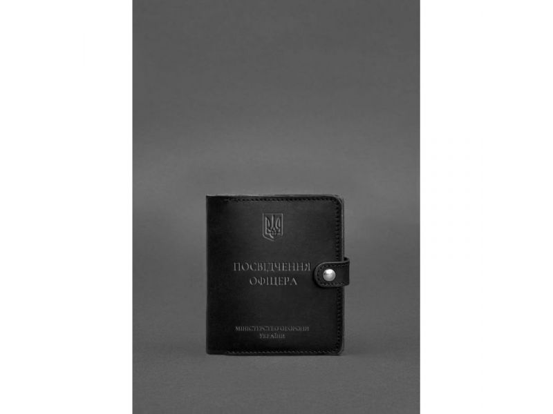 Кожаная обложка-портмоне для удостоверения офицера 11.0 черная Crazy Horse, фото 1