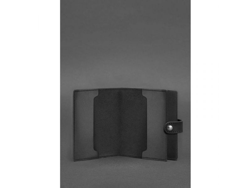 Кожаная обложка-портмоне для удостоверения офицера 11.0 черная Crazy Horse, фото 2