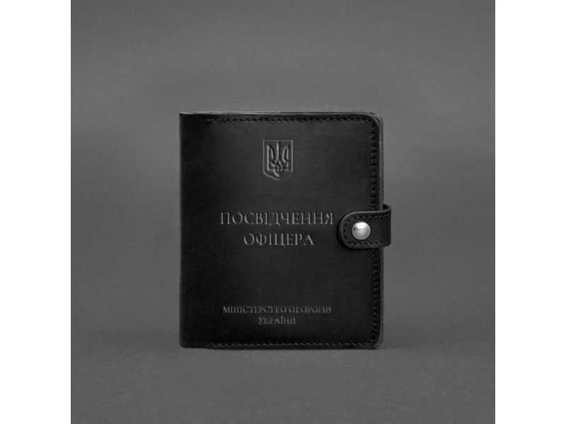 Кожаная обложка-портмоне для удостоверения офицера 11.0 черная Crazy Horse, фото 5