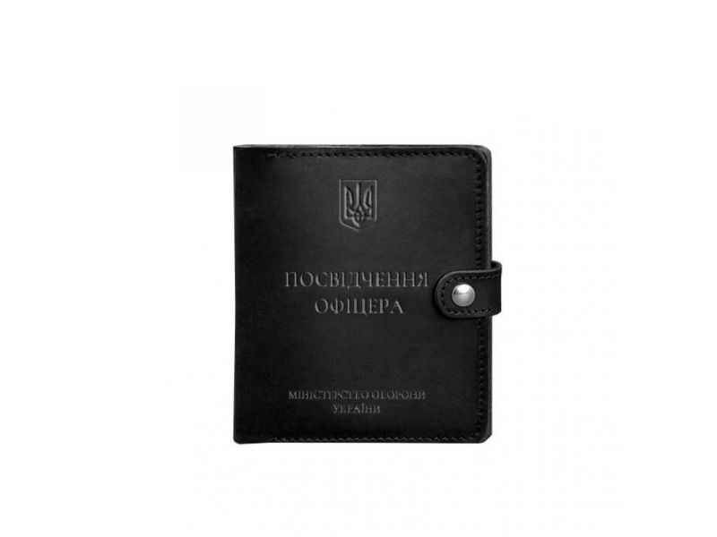 Кожаная обложка-портмоне для удостоверения офицера 11.0 черная Crazy Horse, фото 6