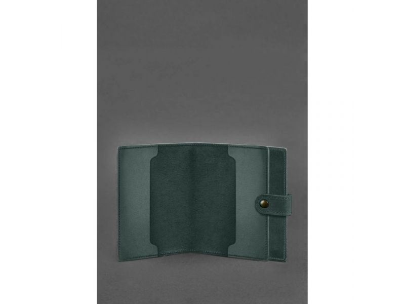 Кожаная обложка-портмоне для удостоверения офицера 11.0 зеленая Crazy Horse, фото 2