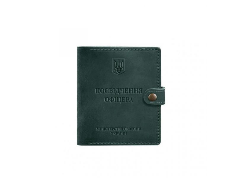 Кожаная обложка-портмоне для удостоверения офицера 11.0 зеленая Crazy Horse, фото 6