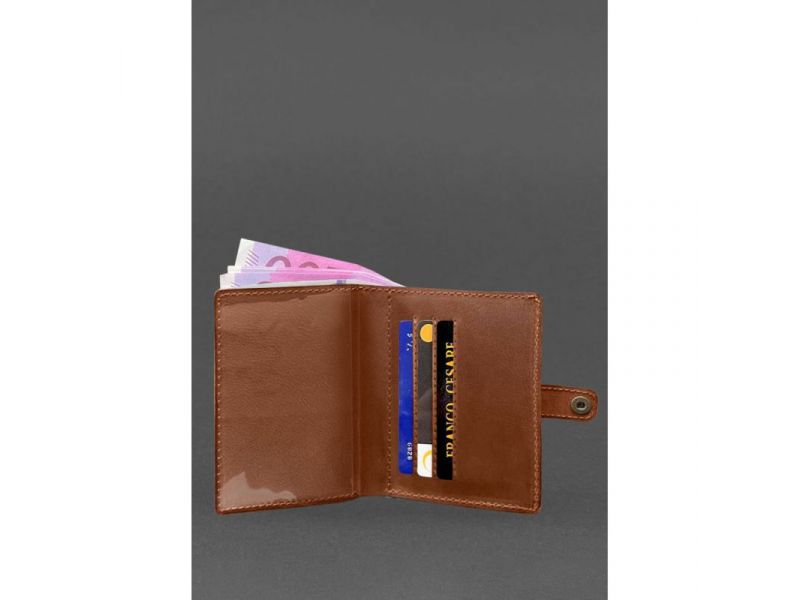 Кожаная обложка-портмоне для удостоверения офицера 11.0 светло-коричневая, фото 4