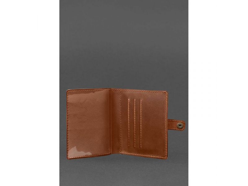 Кожаная обложка-портмоне для удостоверения офицера 11.0 светло-коричневая, фото 3