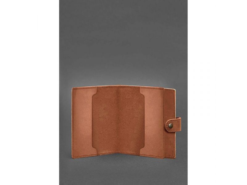 Кожаная обложка-портмоне для удостоверения офицера 11.0 светло-коричневая Crazy Horse, фото 2