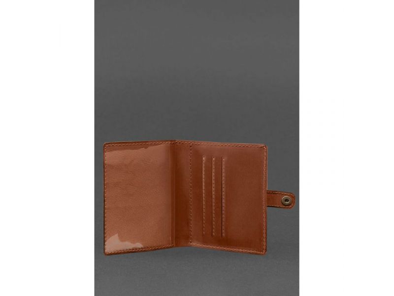 Кожаная обложка-портмоне для удостоверения офицера 11.0 светло-коричневая Crazy Horse, фото 3