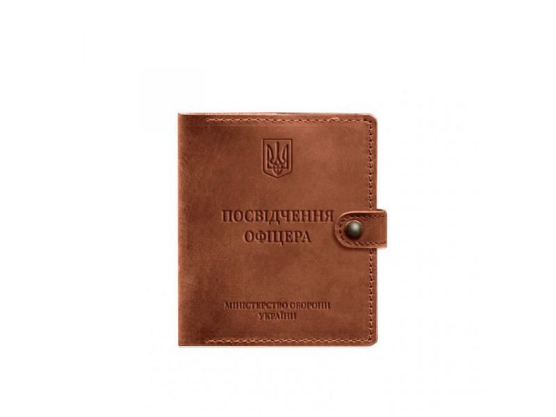 Кожаная обложка-портмоне для удостоверения офицера 11.0 светло-коричневая Crazy Horse, фото 6