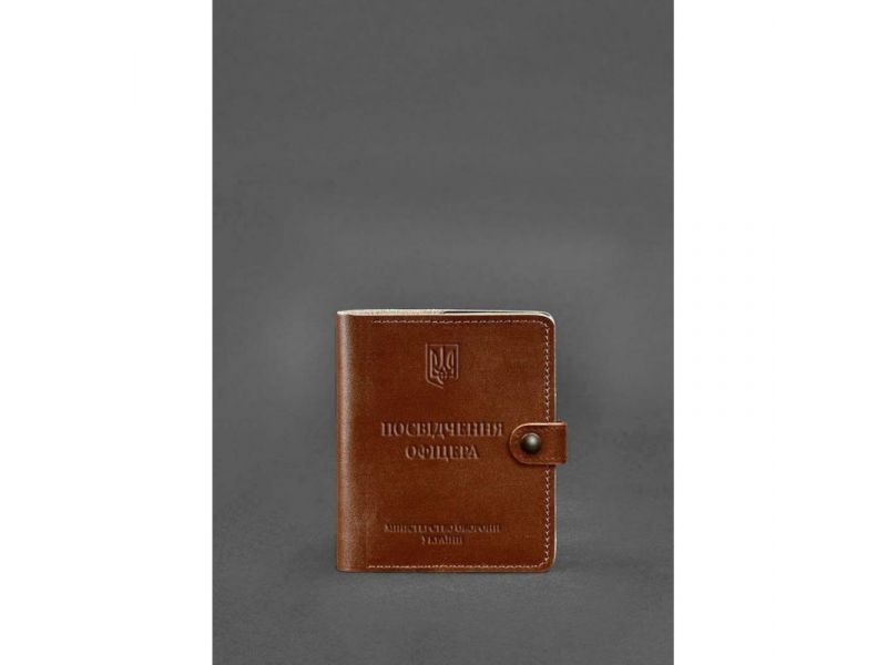 Кожаная обложка-портмоне для удостоверения офицера 11.0 светло-коричневая, фото 1