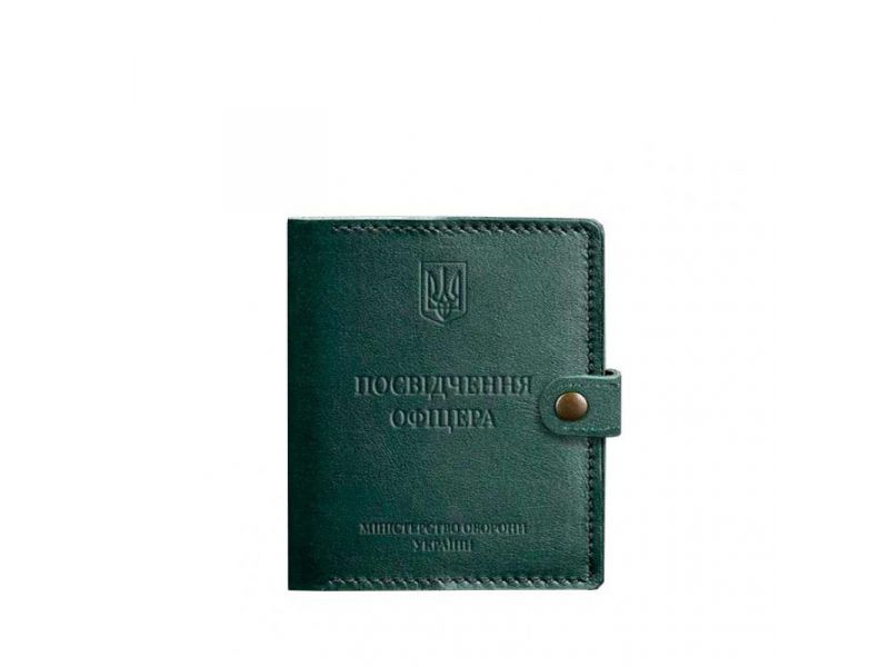 Кожаная обложка-портмоне для удостоверения офицера 11.0 зеленая, фото 6