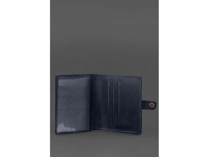 Кожаная обложка-портмоне для удостоверения офицера 11.0 темно-синяя, фото 3