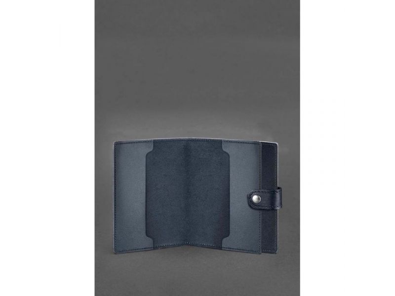 Кожаная обложка-портмоне для удостоверения офицера 11.0 темно-синяя, фото 2