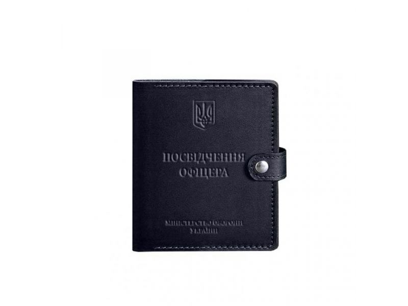Кожаная обложка-портмоне для удостоверения офицера 11.0 темно-синяя, фото 6