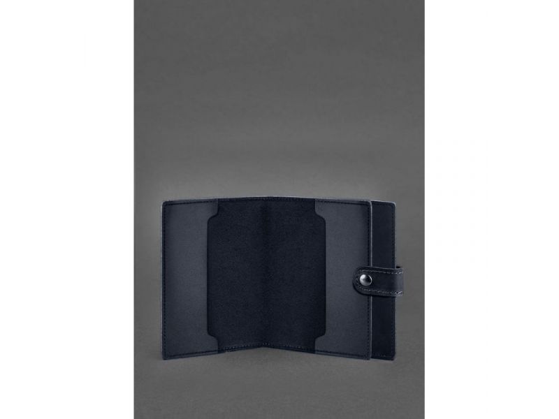 Кожаная обложка-портмоне для удостоверения офицера 11.0 темно-синяя Crazy Horse, фото 2