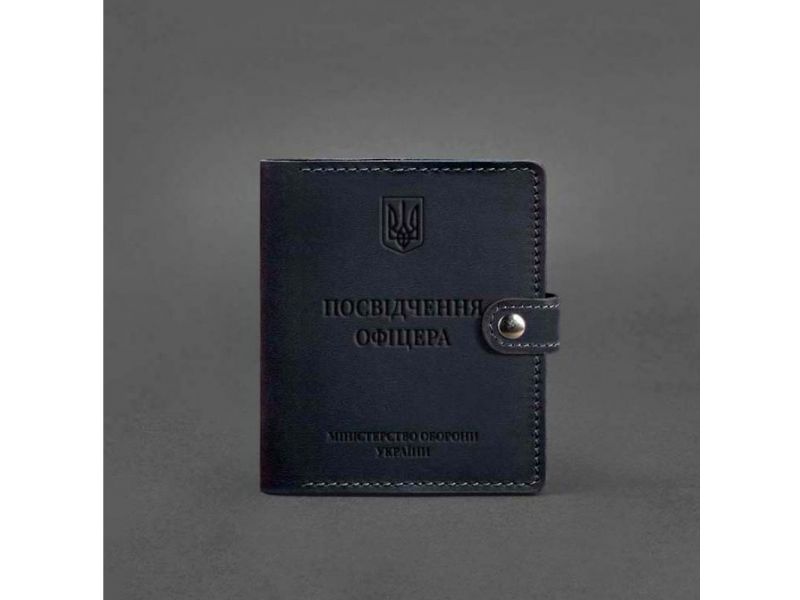 Кожаная обложка-портмоне для удостоверения офицера 11.0 темно-синяя Crazy Horse, фото 5