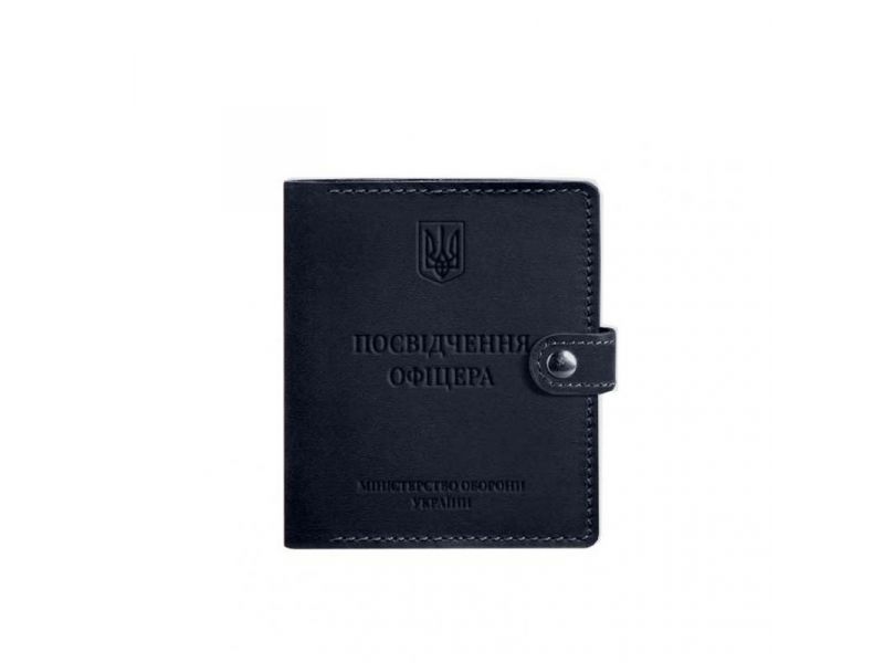 Кожаная обложка-портмоне для удостоверения офицера 11.0 темно-синяя Crazy Horse, фото 6
