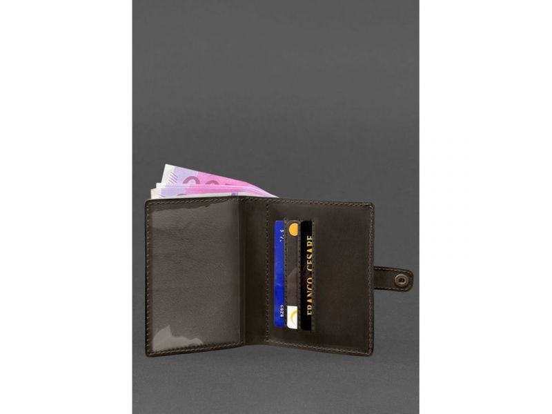 Кожаная обложка-портмоне для удостоверения офицера 11.0 темно-коричневый Crazy Horse, фото 4