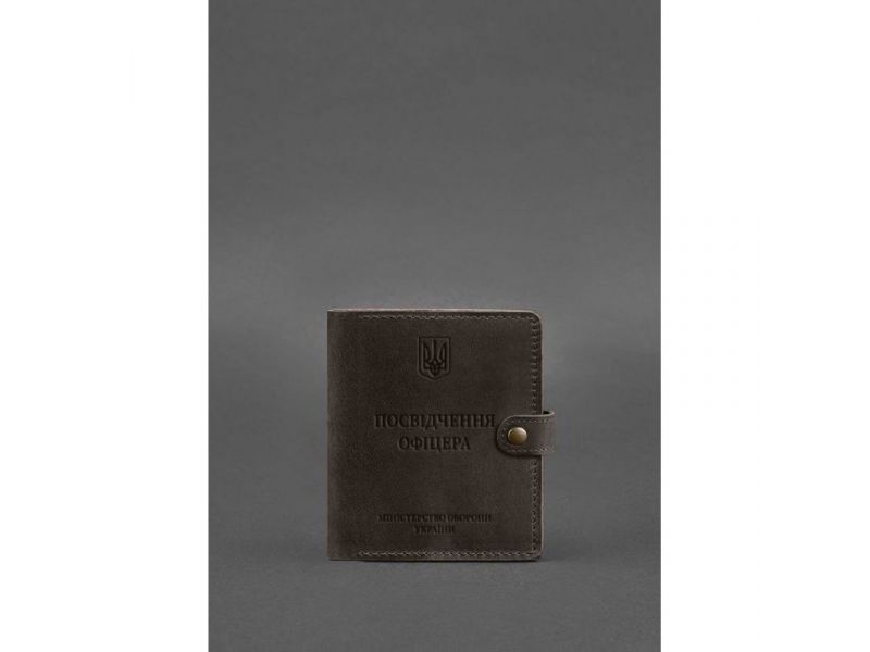 Кожаная обложка-портмоне для удостоверения офицера 11.0 темно-коричневый Crazy Horse, фото 1