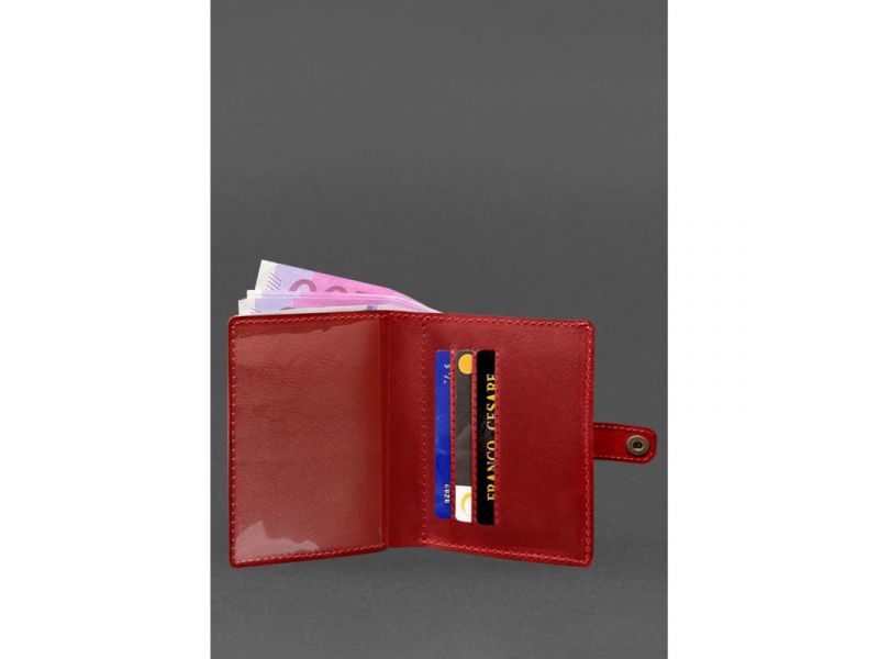 Кожаная обложка-портмоне для удостоверения офицера 11.0 красная, фото 4