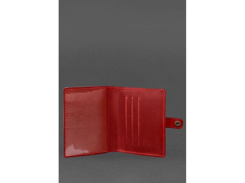 Кожаная обложка-портмоне для удостоверения офицера 11.0 красная, фото 3