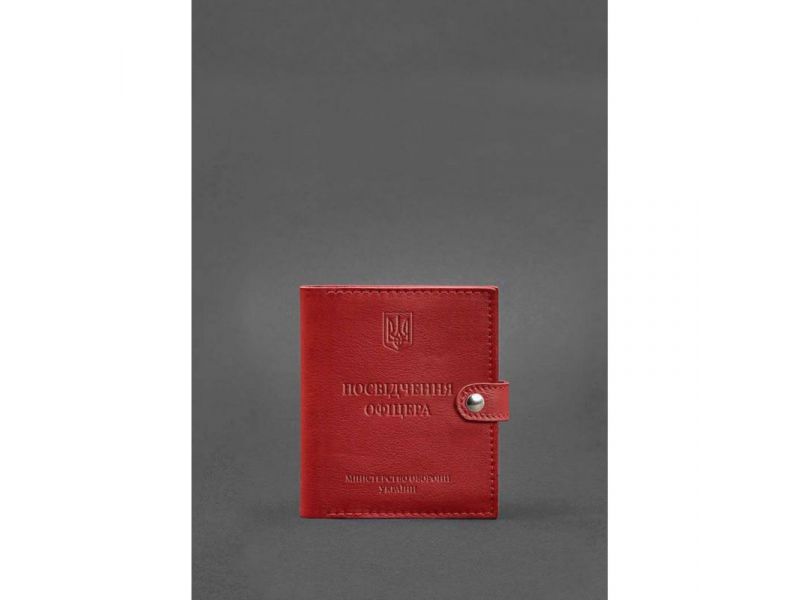Кожаная обложка-портмоне для удостоверения офицера 11.0 красная, фото 1