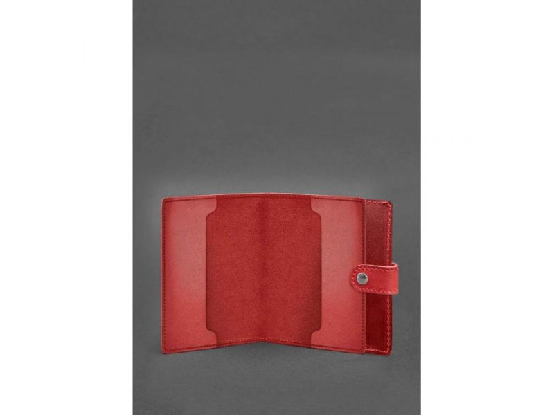 Кожаная обложка-портмоне для удостоверения офицера 11.0 красная, фото 2