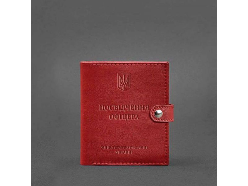Кожаная обложка-портмоне для удостоверения офицера 11.0 красная, фото 5