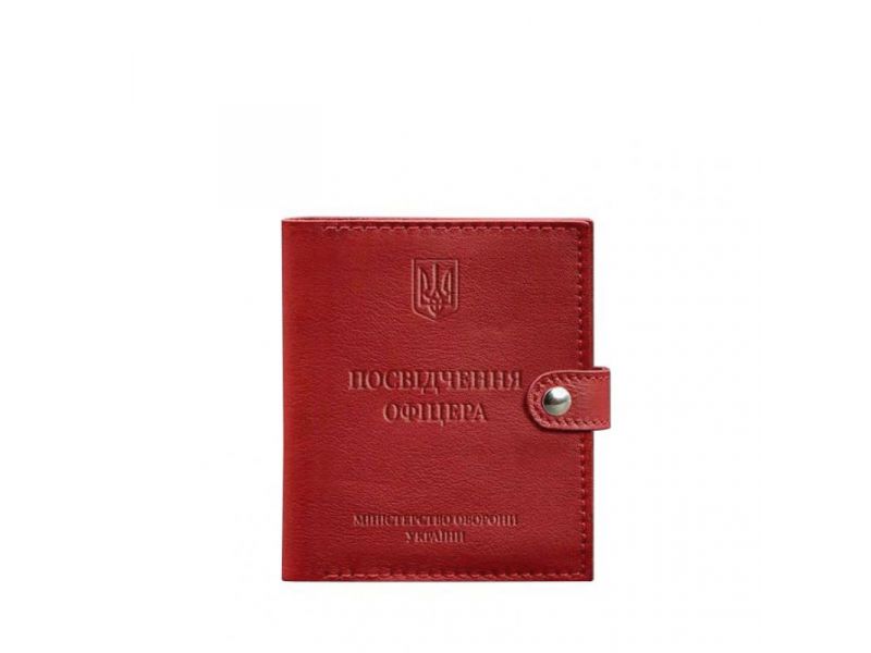 Кожаная обложка-портмоне для удостоверения офицера 11.0 красная, фото 6