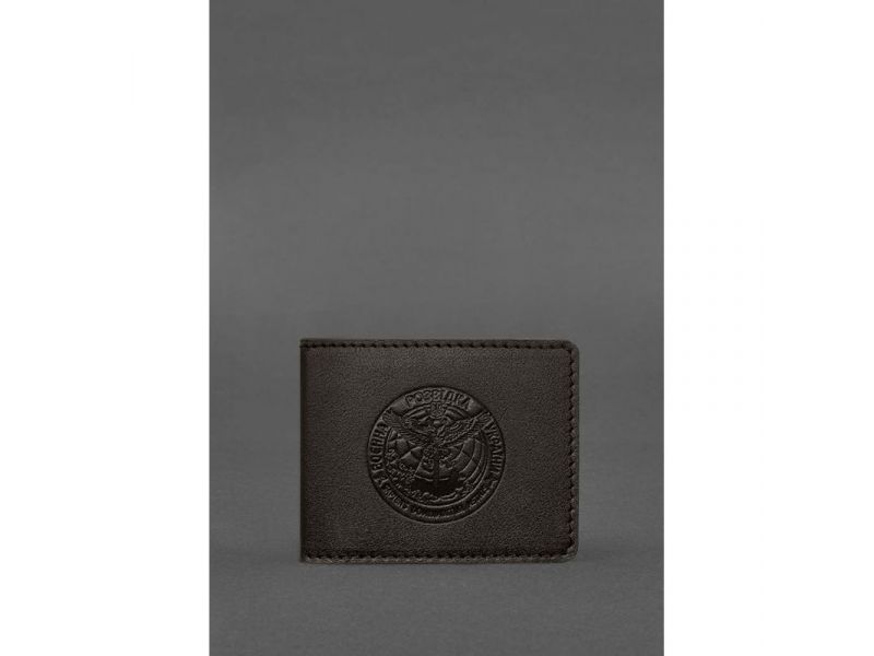 Кожаная обложка на удостоверение Главного управления разведки (ГУР) темно-коричневая, фото 1