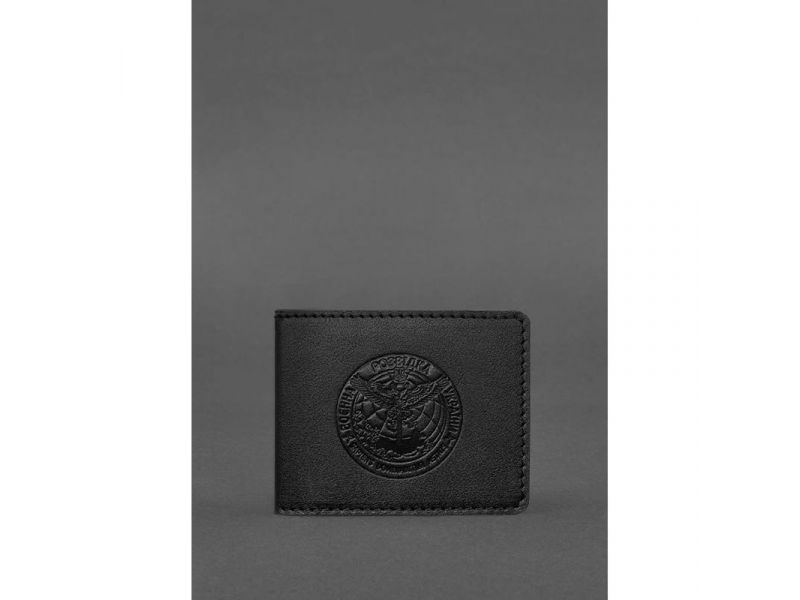 Кожаная обложка на удостоверение Главного управления разведки (ГУР) Черная, фото 2