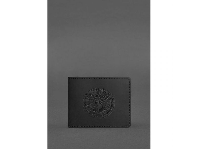 Кожаная обложка на удостоверение Главного управления разведки (ГУР) черная Crazy Horse, фото 1