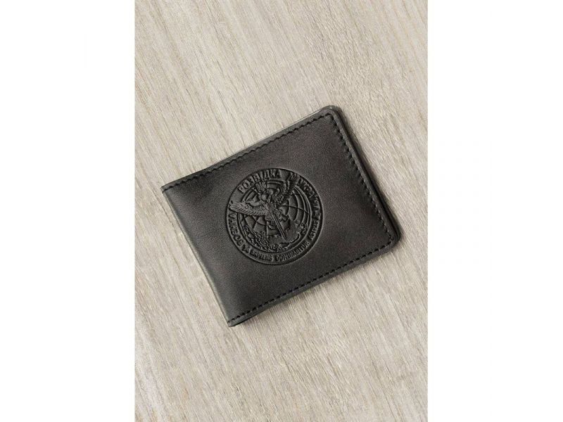 Кожаная обложка на удостоверение Главного управления разведки (ГУР) Черная, фото 1