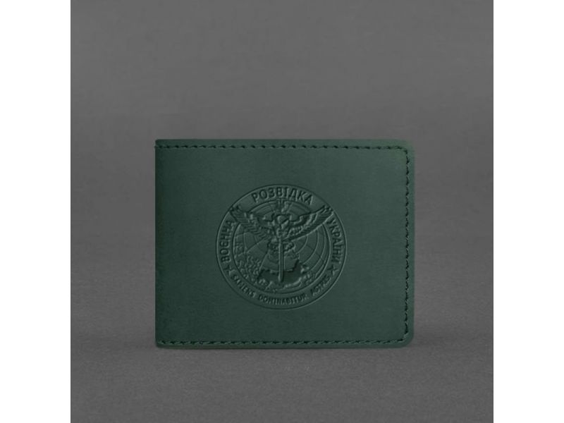 Кожаная обложка на удостоверение Главного управления разведки (ГУР) зеленая Crazy Horse, фото 4