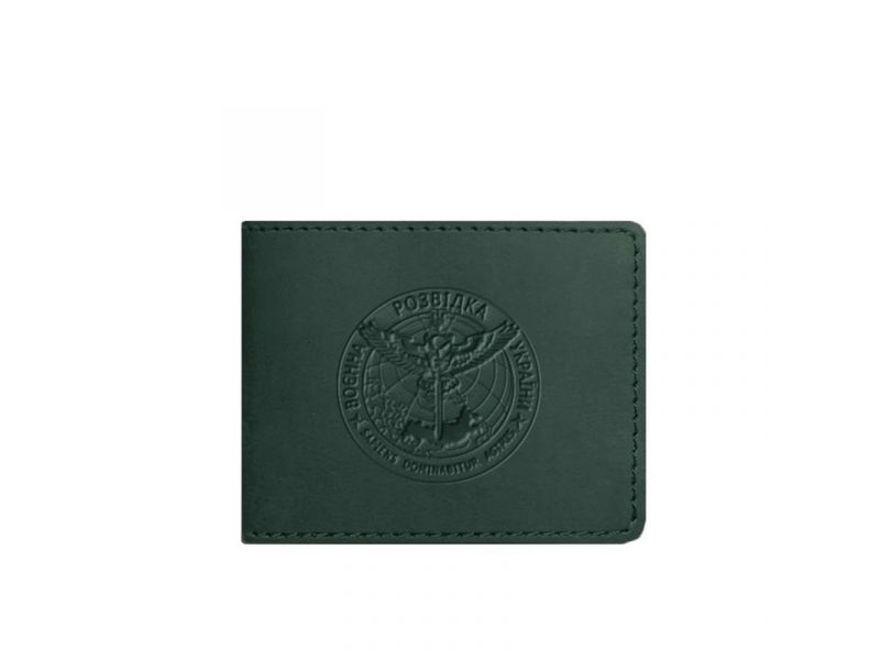 Кожаная обложка на удостоверение Главного управления разведки (ГУР) зеленая Crazy Horse, фото 5