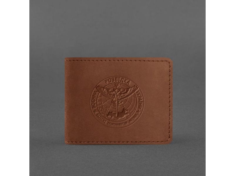 Кожаная обложка на удостоверение Главного управления разведки (ГУР) светло-коричневая Crazy Horse, фото 4