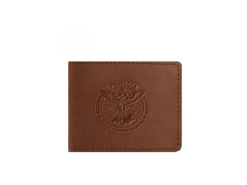 Кожаная обложка на удостоверение Главного управления разведки (ГУР) светло-коричневая Crazy Horse, фото 5