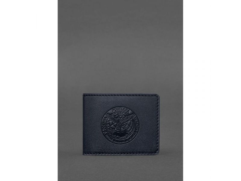 Кожаная обложка на удостоверение Главного управления разведки (ГУР) темно-синяя, фото 1