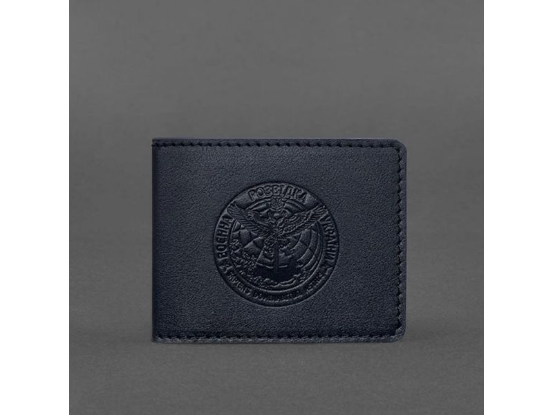 Кожаная обложка на удостоверение Главного управления разведки (ГУР) темно-синяя, фото 4