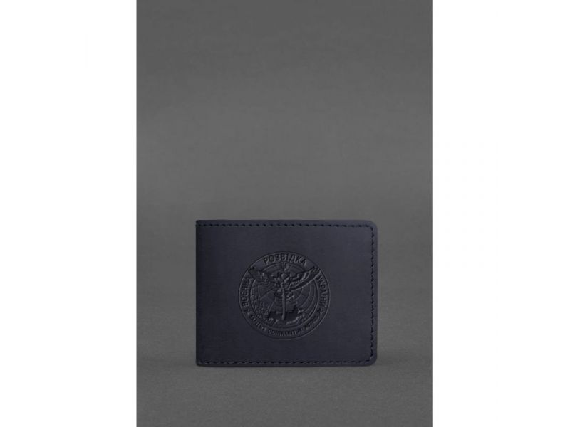 Кожаная обложка на удостоверение Главного управления разведки (ГУР) темно-синяя Crazy Horse, фото 1