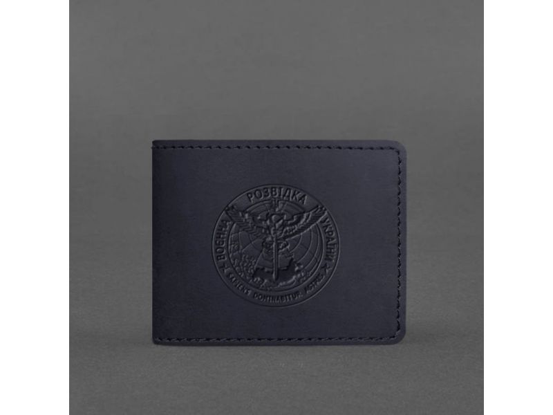 Кожаная обложка на удостоверение Главного управления разведки (ГУР) темно-синяя Crazy Horse, фото 4