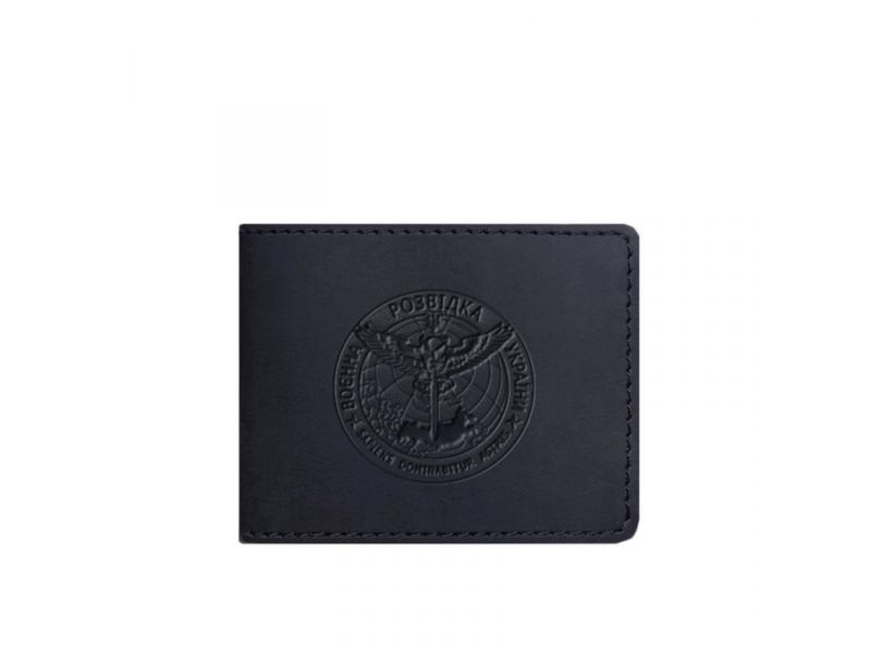 Кожаная обложка на удостоверение Главного управления разведки (ГУР) темно-синяя Crazy Horse, фото 5