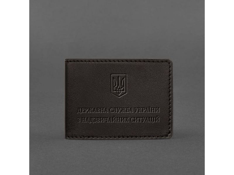 Кожаная обложка на удостоверение Государственной службы Украины по чрезвычайным ситуациям (ДСНС) темно-коричневая, фото 4