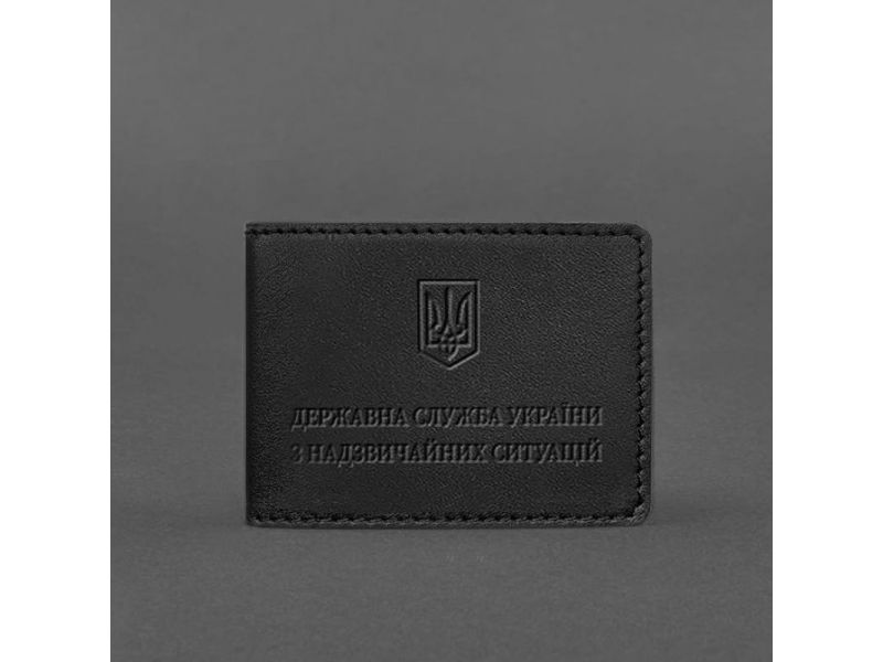 Кожаная обложка на удостоверение Государственной службы Украины по чрезвычайным ситуациям (ДСНС) Черная, фото 4