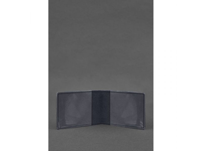 Кожаная обложка на удостоверение Государственной службы Украины по чрезвычайным ситуациям (ДСНС) темно-синяя Crazy Horse, фото 2